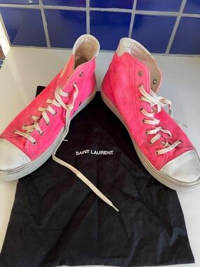 Saint Laurent Hot Pink High-Top Sneakers